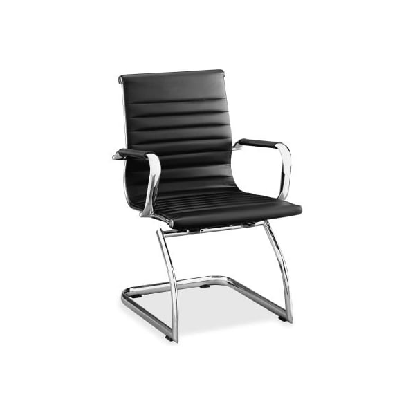 Lorell Lorell Modern Chair Mid-Back Leather Guest Chair - Black - 2/Pack 59539 - main